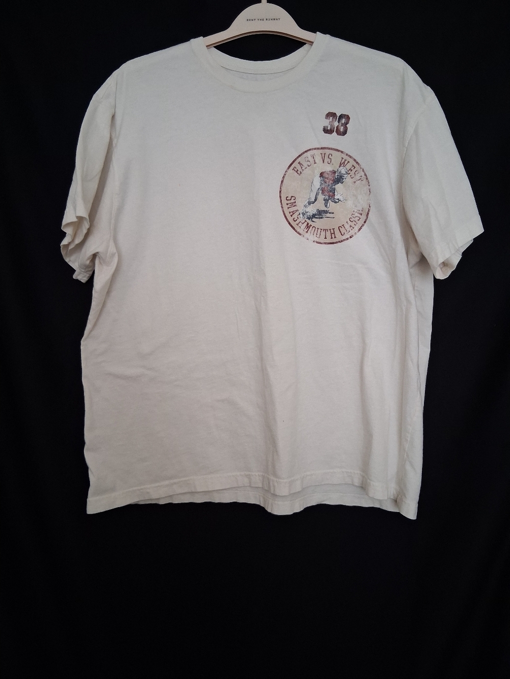 Daniel Cremieux White Crew Neck Cotton T-Shirt with Maroon Print